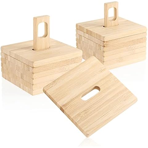 com-four® Bamboo Coasters with Holder Cover