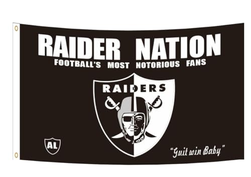 Raider Flag 3 * 5ft Sports Fan Raider Nation Banner with 2 Brass Grommets Garage Decor Wall Man Cave Vibrat Color/HD printing/Polyster zzzzz
