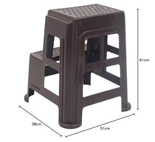 Image of Supreme 2-Step HeavyDuty Multi-Purpose Plastic Stool for Kitchen, Home and Office Use (Color-Wenge, Pack of 1)