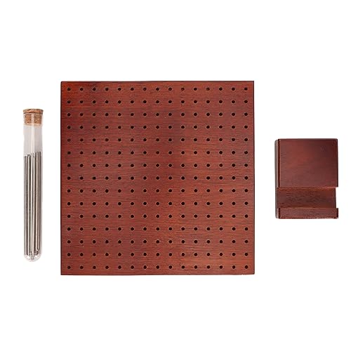 Handcrafted Wooden Crochet Blocking Board with Large Base for Stable Knitting, 225 Holes for Pinning, Includes 20 Stainless Steel Rods, for Granny Squares