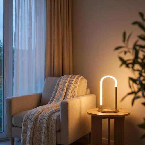 Image of Table Lamp 3-Color CCT (Warm + Natural + Cold White) LED Arch Metal & Glass Tube Stand Light for Living Room Bedroom Home Decor
