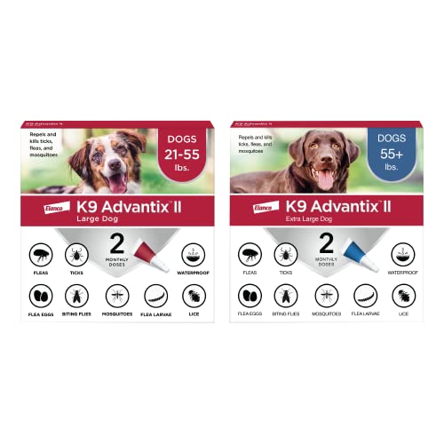 K9 Advantix Ii Xl Dog Over 55 Lbs & K9 Advantix Ii Large Dog 21-55 Lbs Vet-Recommended Flea, Tick & Mosquito Treatment & Prevention | 2-Mo Supply Each #TOP8