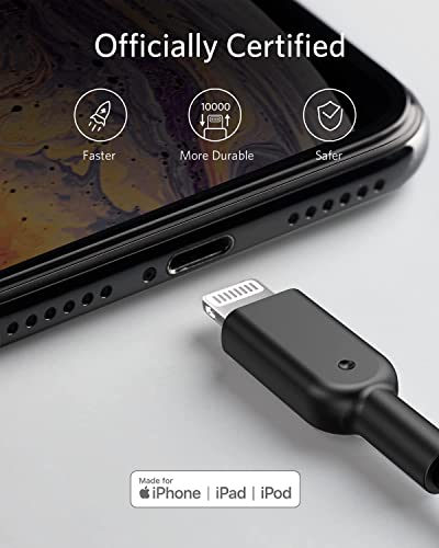 Image of Anker Powerline II Lightning Cable,Apple MFi Certified,USB Charging /Sync Lightning Cord Compatible with iPhone 11 Series /SE /Xs /XR,and More(10FT,Black)