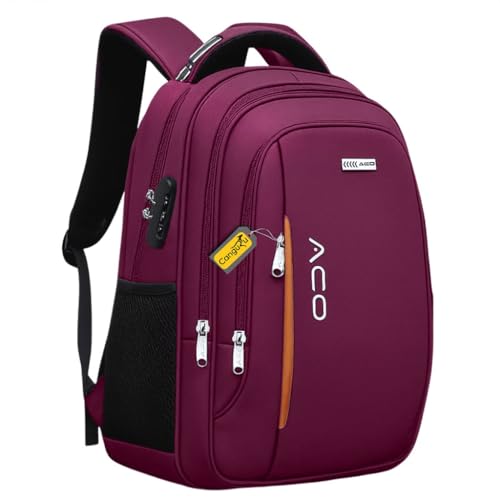 Mochila Bolsa Masculina Feminina Notebook Anti Furto Reforçada Semi Impermeável Escolar Faculdade Trabalho Viagem Resistente Executiva Cabo De Aço Saída Usb SAÍDA Fone DE OUVIDO (Preto) (Vinho)