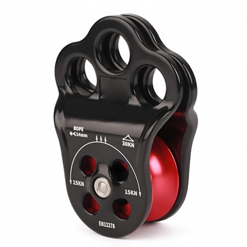 3 Hole Side Plate Pulley, Triple Hanging Points 30KN Aviation Aluminum Alloy Dual Bearing Hitch Climber Pulley for Climbing Rescue Aerial Work