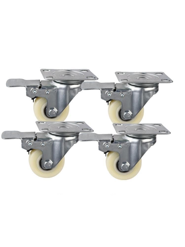 4 unids/Lote Rueda de 2 Pulgadas con Freno Doble rodamiento Rueda Blanca Resistente al Desgaste Muebles de Diamante Dorado galvanizado