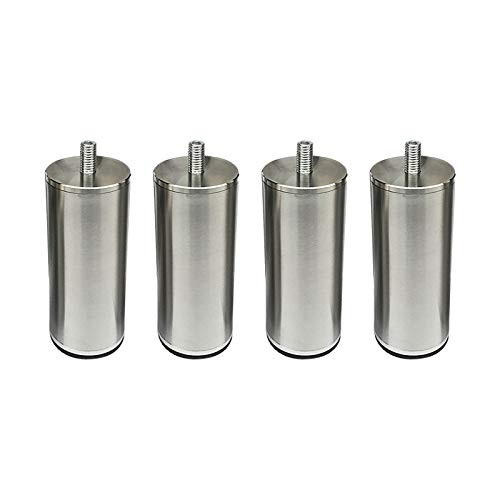 M10 - Patas de acero inoxidable cepillado para muebles, 4 unidades, antideslizantes, de metal, para sofá, cama, cocina y baño, soportes de mesa de vidrio