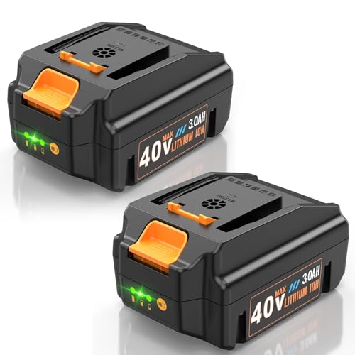 PENGJBATTER 2 Packs 40V 3Ah Battery Compatible for Worx 40V Battery WA3580 & 40 Volt Cordless Tools WG180 WG280 WG380 WG580 & Charger WA3747 WA3877 (Not Fit 2x20V Tools & Nitro Series WG185)