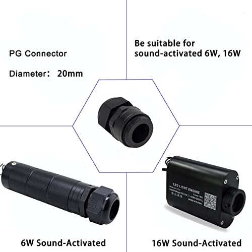 Image of AZIMOM 20mm PG Connector for LED 6W 16W Black 16W Twinkle Dual Color 20W 32W Fiber Light Engine Box Source