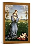 kunst für alle Bild mit Bilder-Rahmen: Francesco Francia Madonna im Rosenhag - dekorativer Kunstdruck, hochwertig gerahmt, 45x60 cm, Kupfer gebürstet