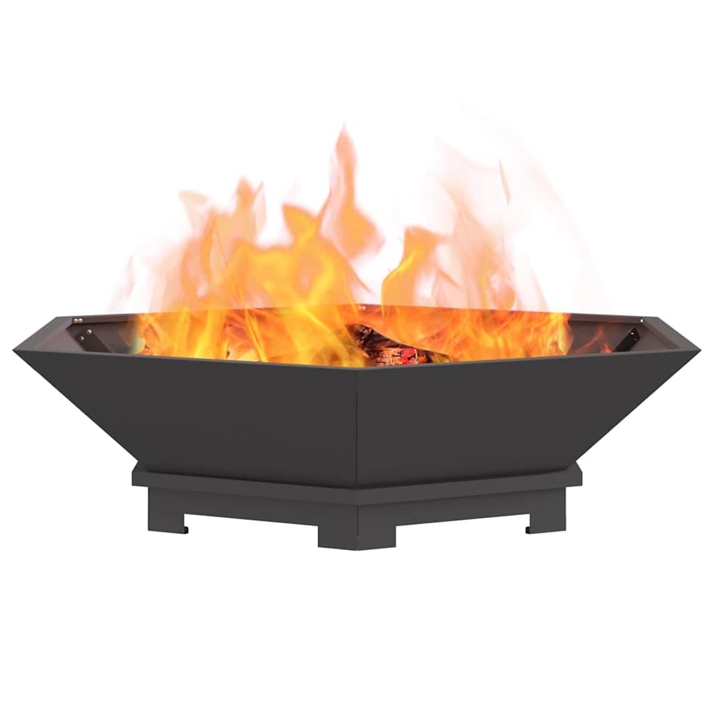 Brasero de acero negro de 100 x 100 x 28 cm, resistente chimenea de madera para jardín, terraza y balcón, brasero al aire libre para calor, llama y ambiente acogedor en celebraciones
