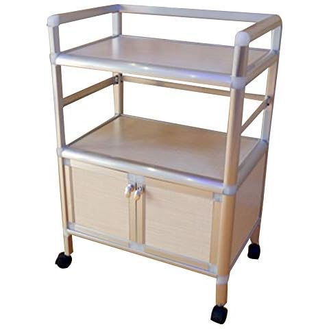 Serving Trolley Cart Stainless Steel Kitchen Movable Solid Wood With Lockers Universal Wheel 3 Tier Storage, Carrying Capacity 40 Kg, 2 Sizes (Color : White, Size : 43 x 30 x 65CM) Cover