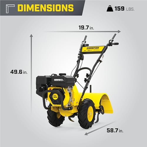 Champion Power Equipment 19-Inch Counter Rotating Rear Tine Tiller with Self-Propelled Agricultural Tires
