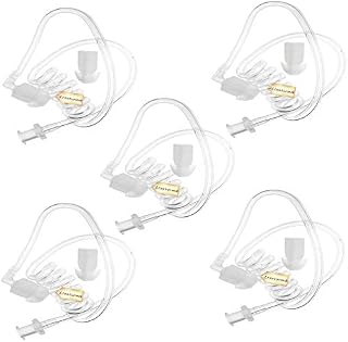Ltsstoreuk Clear White Replacement Acoustic Coil Audio Air Tube with Mushroom Earbuds Ear Tips for 2 Way Radio Audio Headset Kit Walkie Talkie Earpiece Pack of 5