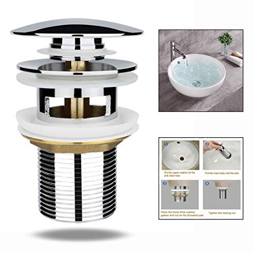 LHKJ Universal Tapones de Desagüe Pop-Up Válvula Desagüe para Lavabos con Desbordamiento