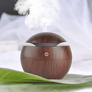 Larrito Wooden Cool Mist Humidifiers Essential Oil Diffuser Aroma Air Humidifier with Colorful Change for Car, Office, Babies, humidifiers for Home, air humidifier for Room (Wood-a) (h-Wooden)