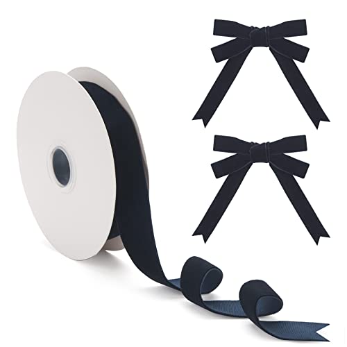 Navy Blue Velvet Ribbon 1 Inch, Vintage Velvet...