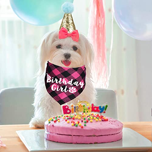Jotfa Dog Birthday Bandana, Plaid Dog Birthday Bandanas For Dog Birthday Party Supplies (Pink) #TOP5