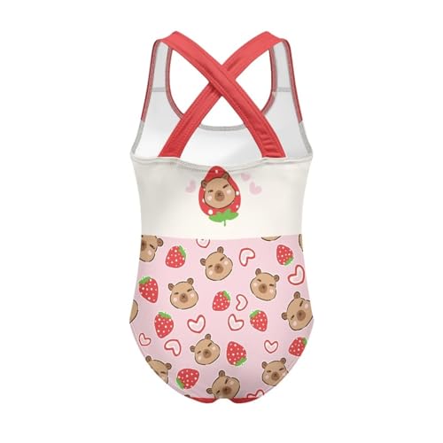 Image of Kid One Piece Swimsuit with Cross Back Girls Summer Sleeveles Swimwear for 5-14 Years