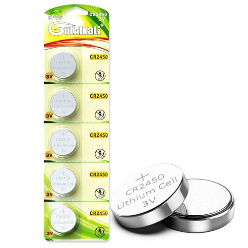 GutAlkaLi CR2450 3V Lithium Knopfzelle Elektro Batterien CR 2450 Lithium Batterie 5 Stück