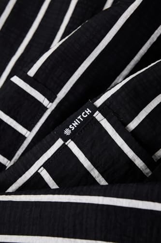Image of SNITCH Men Casual Plus Size Shirt | Regular Fit Full Sleeve Mandarin Collar Striped Design | Premium Cotton Linen Blend & Breathable Fabric for Office & Everyday Wear