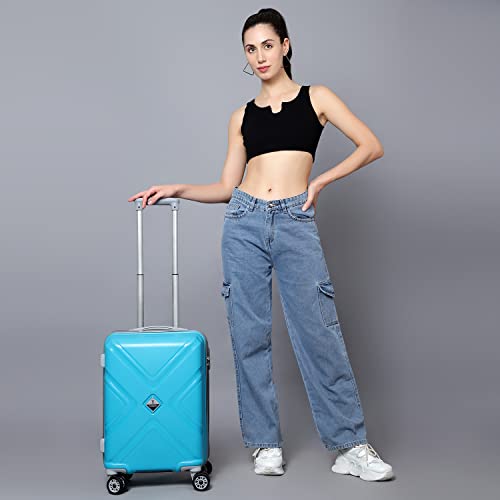 Image of Polypropylene 360 Degree Small Suitcase /Cabin-Luggage / 20 inch inch /Size 55 cm /Hard-Sided Luggage Trolley Bag /Model-X /Colour Green / 360 Rotating / 8 Wheels /Brand : Trumpkin