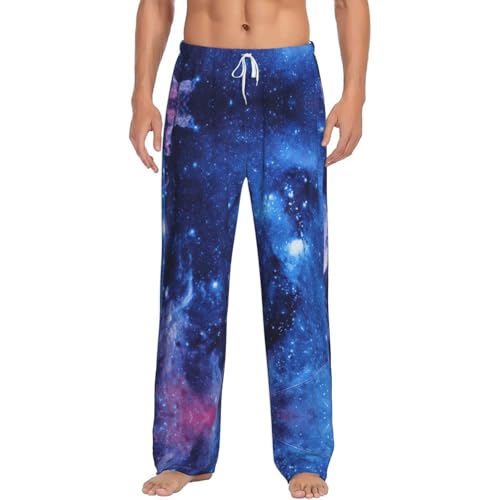 Pantalon de pyjama en flanelle homme bleu galaxie taille élastique
