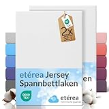 etérea Jersey 2er Set Spannbettlaken 80x160cm - 80x180cm Weiss bis 20 cm Höhe - 100% Baumwolle Spannbetttuch Oekotex - Kinder Doppelpack Bettlaken 80x160 cm - 80x180 cm - White