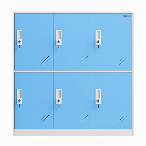 MECOLOR 4, 6, 9 Door Metal Office Storage Locker Cabinet, Gym School and Home Locker,Metal Locker Storage for Employee Staff or Workers(Blue,6D)