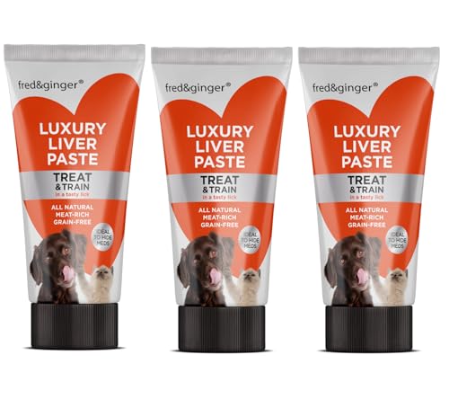Fred & Ginger Liver Paste Tubes for Dogs and Cats 75g [Pack of 3] Grain Free, Hypoallergenic Luxury Liver Pate Ideal Training Aid, Medication Administering
