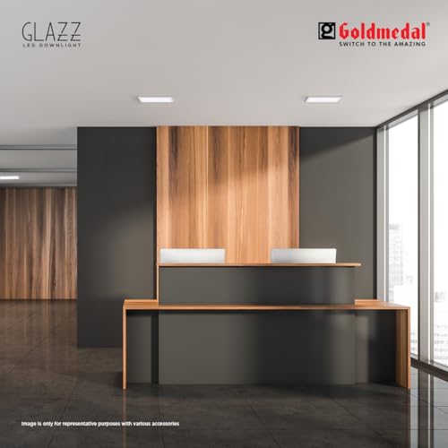 Image of Goldmedal Glazz 22W Square Ceiling Light | Recessed LED Downlight for False Ceiling |Cut Out :8.03 Inch |Downlight for Home,Hall,Room,Kitchen,Office,Shop|Cool Daylight (6500K), Pack of 6