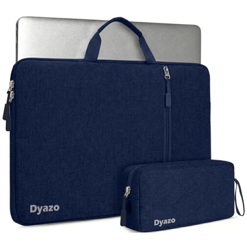 Dyazo 13.3 Inch Laptop Sleeve with Handle & Charger Pouch | Slim Water-Resistant Shockproof Bag with Front Accessories Pocket | Compatible for MacBook Air/Pro, HP Envy 13, Dell, Lenovo & More (Blue)
