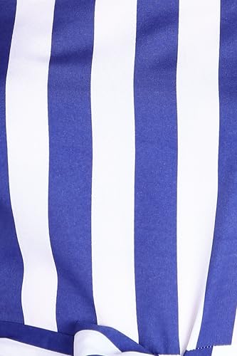 Image of POPWINGS Women Casual Blue & White Stripe Long Belt Dress Dress | Stylish Dress | Trendy Dress