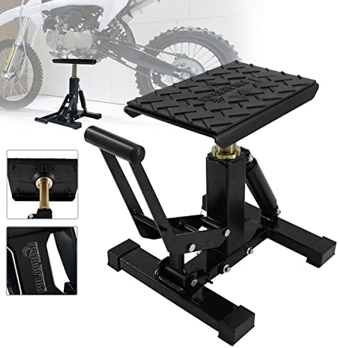 POLARBEAR Dirt Bike Stand Adjustable Jack Stand 1200Lbs Capacity Engine Stand Vertical Rise Easy Operated with DIY Stickers Lightweight(Black)