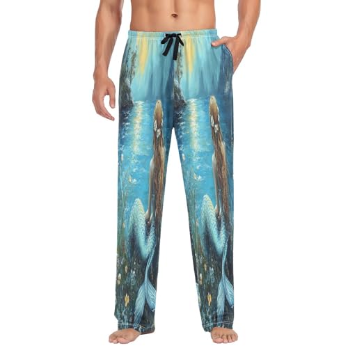 Pantalon de pyjama pour homme S ajustable avec cordon fini les vêtements de nuit serrés