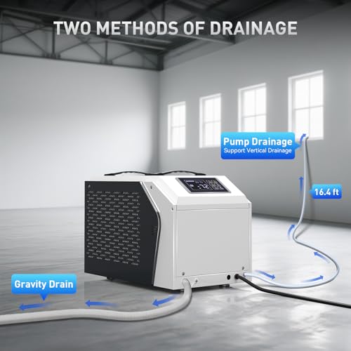 130 Pints Commercial Dehumidifier with Pump & Drain Hose, Crawl Space Dehumidifier for Basement, Industrial, Garage, Home, Cover Up to 6000Sq Ft Large Smart Dehumidifiers Whole House Dehumidifiers