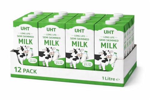 Long Life UHT Semi-Skimmed Milk, 1 Litre Cartons, Case of 12, Ambient Storage