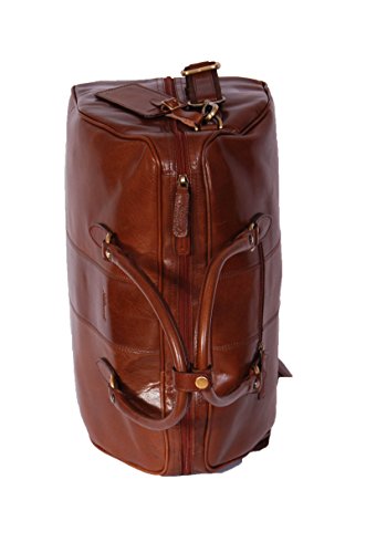 A1 FASHION GOODS Echtes Leder Holdall Wochenende Kabine Reise Fitnessraum Sport Duffle Beiläufig Tasche Kastanie A21