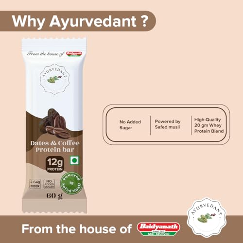 Image of Ayurvedant Dates & Coffee Protein Bar with Safed Musli, Mental Alertness Support
