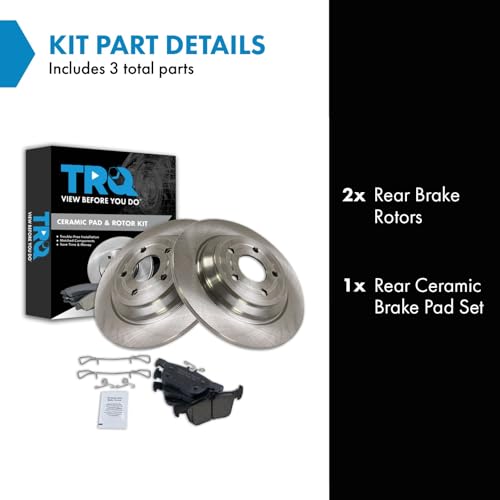 TRQ Rear Brake Pad and Rotor Set Ceramic Compatible with 2021 Ford Bronco Sport 2020-2021 Escape Lincoln Corsair by TRQ - Image 2