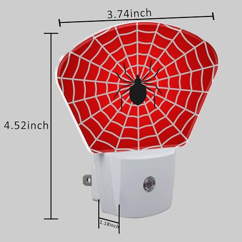 Image of Black Spider Night Light for Kids, White Spider Web LED Night Light Plug into Wall with Dusk to Dawn Sensor for Girls Boys Women Men Room, Hallway, Kitchen, Bathroom, Stairs Decor