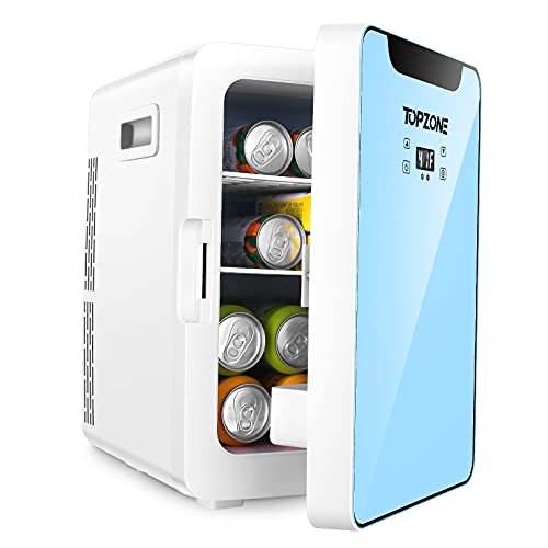 TOPZONE Mini Fridge, 20 Liter/ 22 Can AC/ DC Compact Refrigerator with Upgraded Temperature Control Panel, Portable Thermoelectric Cooler and Warmer for Beverage, Food, Skin Care, Medications, Home and Travel