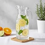 Elsjoy 2 Pack 42 oz Plastic Pitcher with Lid, Clear Acrylic Water Pitcher Unbreakable Beverage Drink Container for Iced Tea, Lemonade, Juice