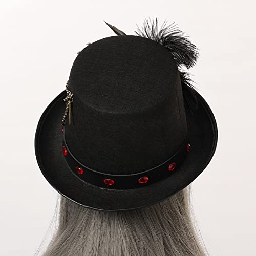 Image of Women Voodoo Hats Witch Doctor Top Hats Skull Feathers Hat