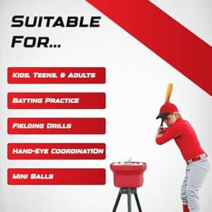 Heater Sports Crusher Pitching Machine – Pitches Fastballs & Curveballs | Accurate, Adjustable, Compact & High Performance | Includes 1 Dozen White Mini Balls, Ideal for Baseball & Softball Training Heater Sports Crusher Pitching Machine–Pitches Fastballs Curveballs Accurate Adjustable Compact High Performance Includes 1 Dozen White Mini Balls Ideal for Baseball Softball Training