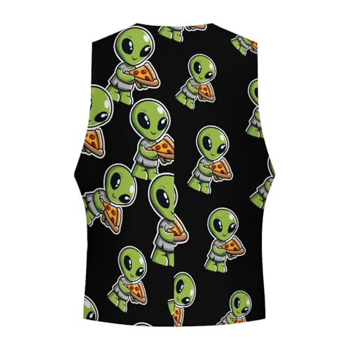 Alienes And Pizza Men's Suit Vest Slim Fit Business Dress Party Pattern Waistcoat Vest Top4