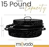 Millvado Roasting Pan With Lid, Turkey Roaster Pan, Extra Large 15 lb Capacity, 18" Granite Oven Roaster Oval Shaped Speckled Enamel on Steel Cookware #1