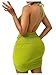 SweatyRocks Women's Sexy Bodycon Halter Dress Cut Out Open Back Ruched Texture Mini Party Dresses Green Small
