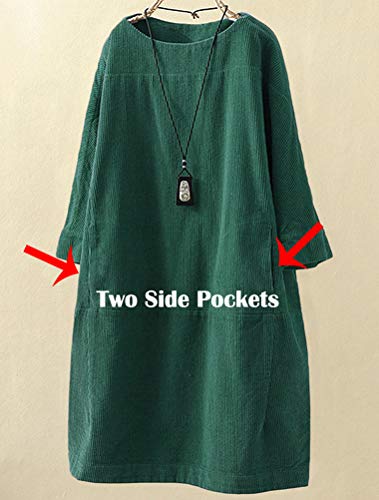 LaovanIn Women's Corduroy Tunic Tops Cotton Long Sleeve Dresses with Pockets2