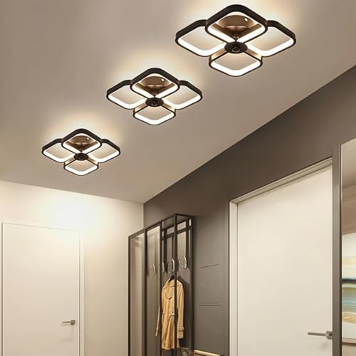 Image of Modern Dimmable LED Ceiling Light | Flush Mount Black Fixture with 3 Color Modes | Adjustable Brightness for Bedroom, Living Room & Dining Room (Ceiling Light (808))